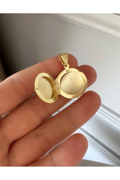 emy by emel luxury silver jewelry Altın Kaplama Yuvarlak Kapaklı Madalyon Kolye Ucu 925 Ayar Gümüş