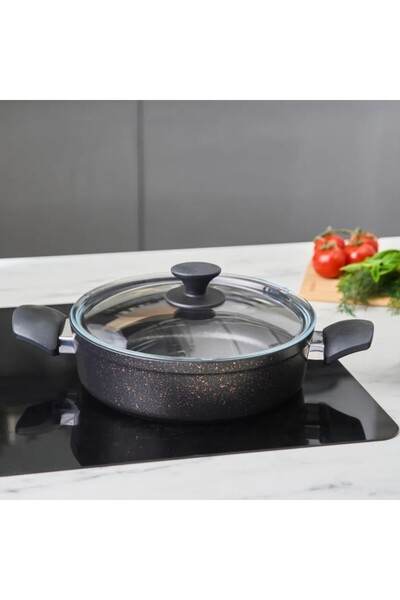 Karaca Blackgold Biogranite 3-Piece Non-Stick Induction Cookware Set, Black Gold