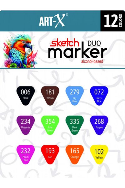 GLANCE Set of 12 Double Sided Sketch Marker Pens - ART-X
