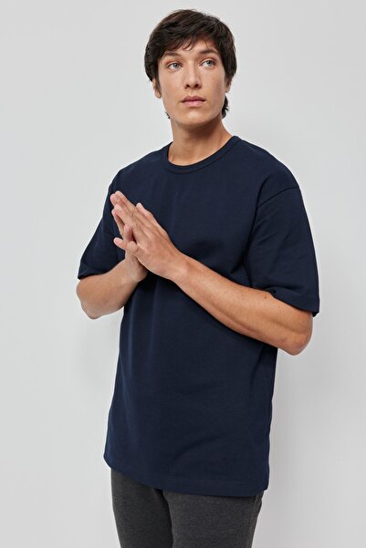 ALTINYILDIZ CLASSICS Tricou pentru bărbați, 100% bumbac, cu decolteu lejer, supradimensionat, albastru