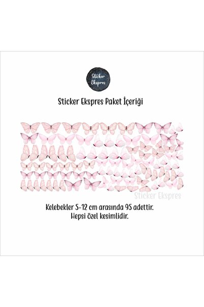 Sticker Ekspres Soft Pembe Kelebek Çocuk Odası Duvar Sticker Seti