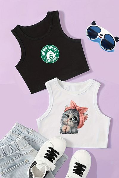 MYADA Ежедневно бюстие с щампа Meow Bucks за момичета - дизайн с котенца