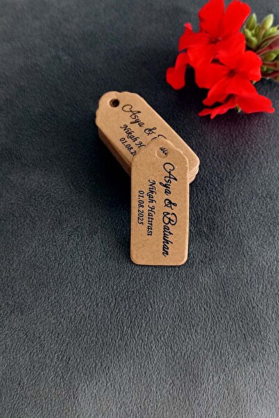 Vice Kişiye Özel Baskılı Kraft Etiket / Hediyelik Etiketi / 100 Adet (2,4X 5,4 CM)