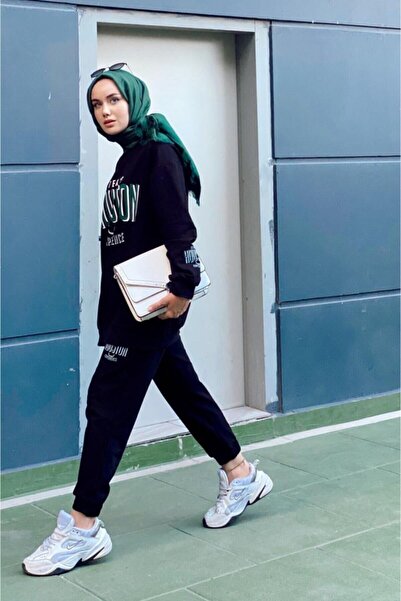 Basicpark Houston Cotton Oversize Black Bottom Top Set