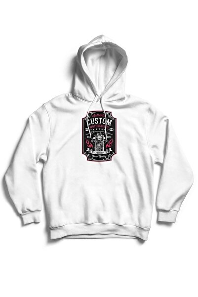 The Baski Unisex bela majica bez džepova Motor Club Štampano Sa kapuljačom 10...