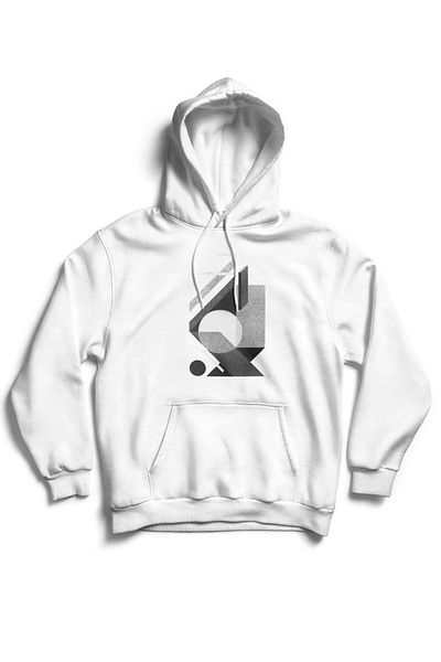 The Baski Unisex Λευκό Cool Grey Σχέδιο με εμπριμέ κουκούλα καγκουρό τσέπης