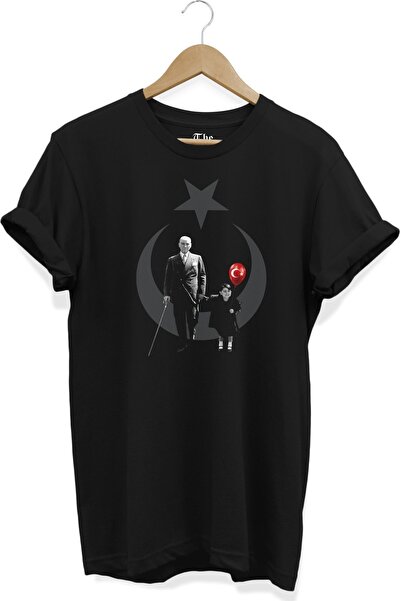 The Baski Ataturk Dječja Ljubav Štampano 100% pamuk Crna Majica