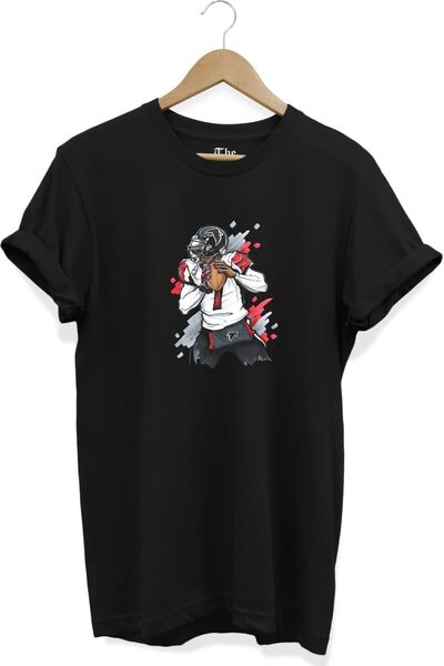 The Baski Crna unisex majica za američki fudbal Falcon QB kvoterbek Štampano ...