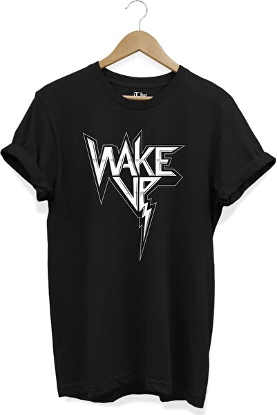 The Baski Crna unisex majica sa tekstom "Wake Up" Štampano kratkih rukava T-s...