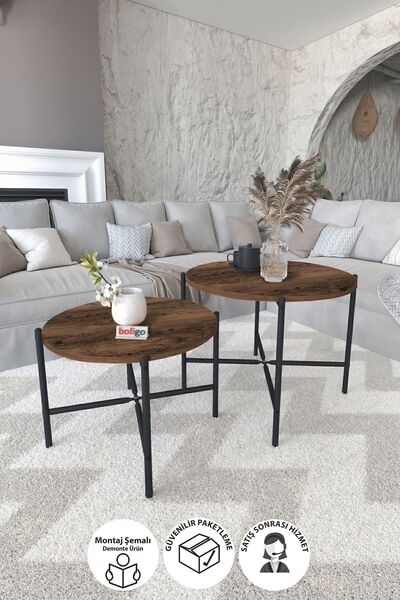 Bofigo 2'li Orta Sehpa Metal Orta Sehpa Dekoratif Sehpa Lidya