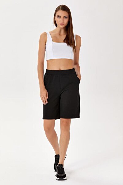 İKİLER Beli Lastikli Cepli Uzun Şort 024-2111