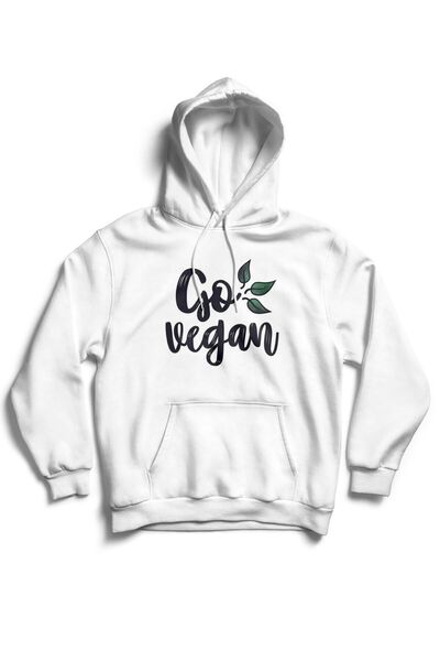 The Baski Unisex bela veganska Štampano Kengur džep Sa kapuljačom unutra Flis...
