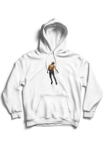 The Baski Unisex White Cool Rising Human Design Φούτερ με στάμπα καγκουρό με τσέπη από βαμβάκι