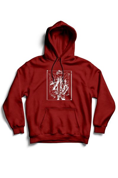 The Baski Attack On Titan Levi Ackerman Printed - Red Unisex Hooded Sweatshirt with Kangaroo Pocket