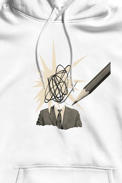 The Baski Unisex White Artistic Painter με μολύβι με κουκούλα χωρίς τσέπη