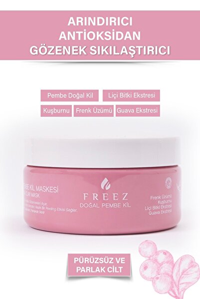 Freez Arındırıcı Antioksidan Pembe Kil Maskesi 250 Ml