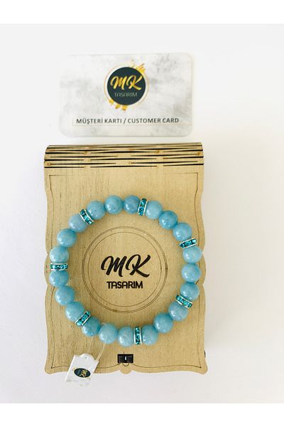 MK tasarım Blue Quartz Stone - 100% Original Bracelet, MK Design MKT8001