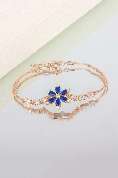 Else Silver 925 Ayar Gümüş Nergis Çiçeği Bileklik - Mavi