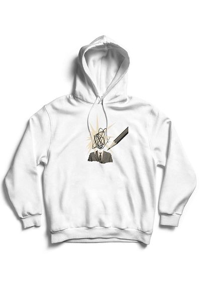 The Baski Unisex White Artistic Painter με μολύβι με κουκούλα χωρίς τσέπη