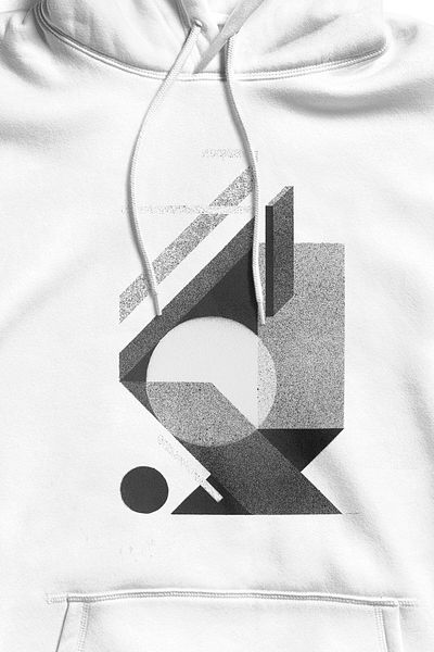 The Baski Unisex Λευκό Cool Grey Σχέδιο με εμπριμέ κουκούλα καγκουρό τσέπης
