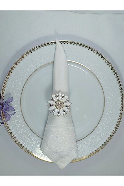Aksesuar Набір з 6 срібних серветкових кілець з візерунком ромашки