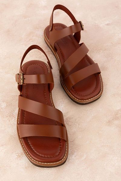 Gondol Women's Genuine Leather Colorful Combination Vaketa Sandals Ayh.410