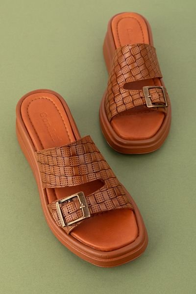 Gondol Genuine Leather Women's Wedge Heel Slippers - Daily Stylish Design ayh.1120