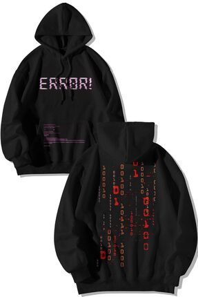 The Baski Yaz l mc Kod Error Hata Bask l 100 Pamuk ci Polar Siyah Sweatshirt Fiyat Yorumlar Trendyol