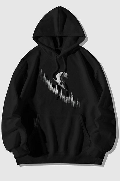 The Baski Snowboard Winter Sports Printed 100% Cotton Fleece Premium Μαύρο φούτερ