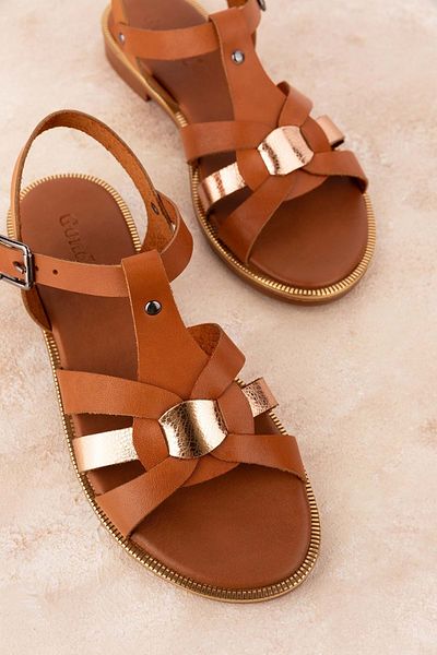 Gondol Women's Genuine Leather Colorful Combination Vaketa Sandals Ayh.730
