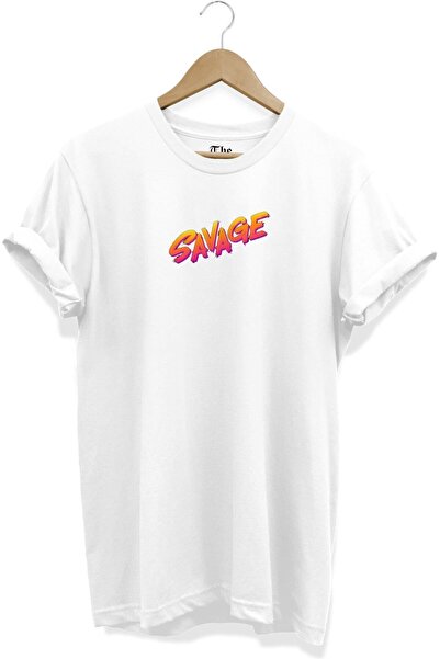 The Baski Bela unisex majica sa tekstom Savage Štampano dizajn kratkih rukava...
