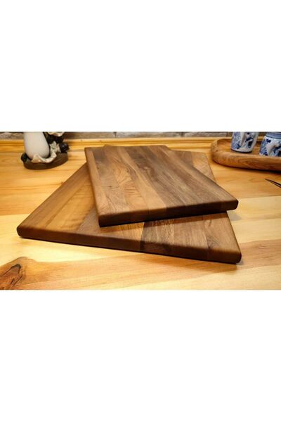 F&S WoodArt مجموعة من 2 لوح تقطيع خشبي طبيعي للمطبخ، لوح تقطيع لخبز اللحم، لون الجوز