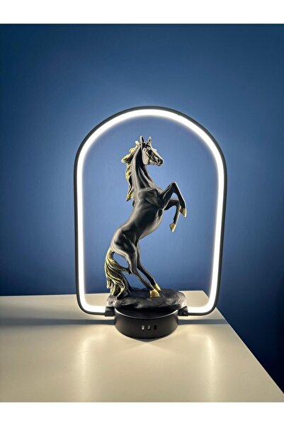 Realistic of Art Museum Dekoratif Masa Üstü At Biblosu ( LED LAMBALI AT HEYKELİ)