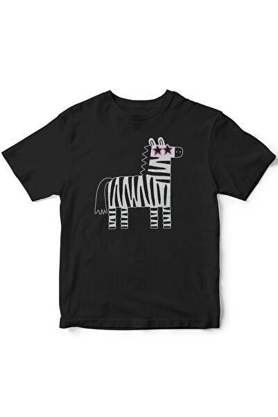 The Baski Crtanje crnog konja, životinja Štampano Dječja majica kratkih rukav...