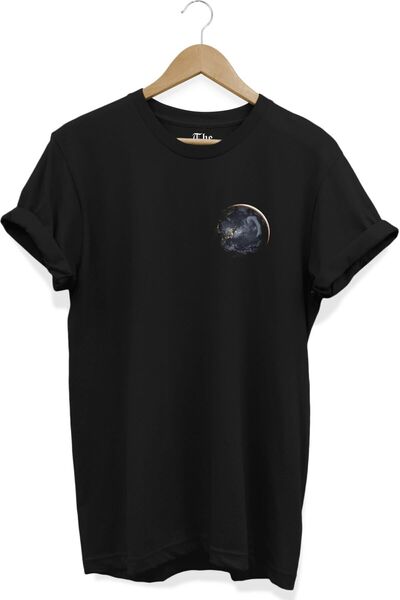 The Baski Crna unisex majica sa motivom planete Zemlje Štampano kratki rukav ...
