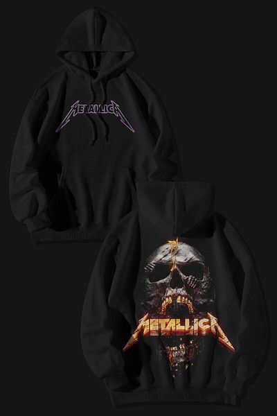 The Baski Metallica Polar Premium - 100% памучен черен суитшърт с щампа на череп отпред