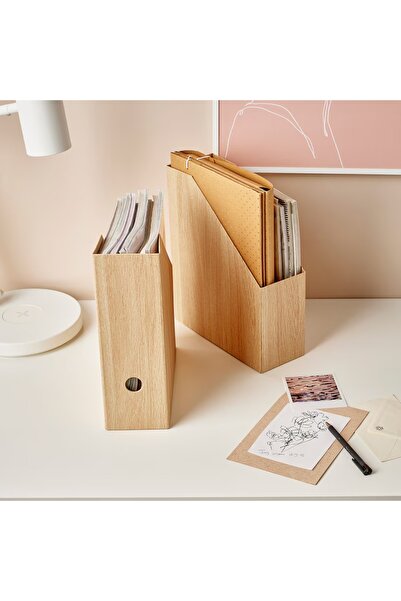 IKEA HASTVISKARE 2 Pieces Box - Oak Look Folder File Magazine Magazine Paperwork Magazine File