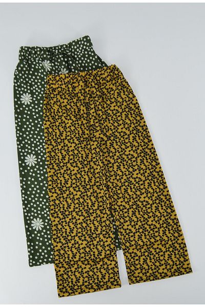 Kidiba Helen Patterned Girl's Shalwar - With Waist Belt, 4-15 Years, Set of 2