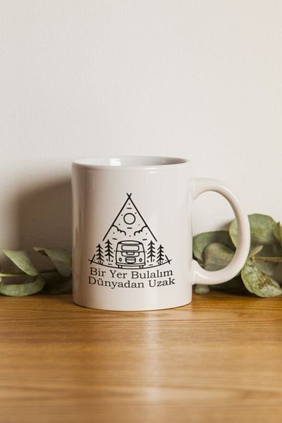 Hediyecim Vuslat Ikra Medya - Let's Find a Place Far from the World Special Drawing Mug Cup Machine Washable