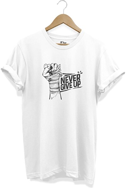 The Baski Bela unisex majica sa tekstom "Never Give Up" Štampano dizajn kratk...