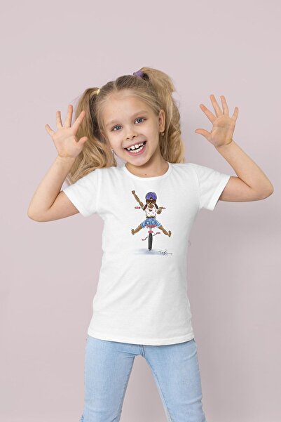 The Baski Bela unisex devojčica Štampano Dete biciklist T-shirt