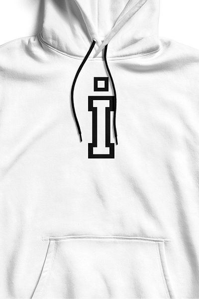 The Baski Λευκό Letter I Printed - Φούτερ Unisex με κουκούλα καγκουρό με 3 κλωστές 100% βαμβάκι
