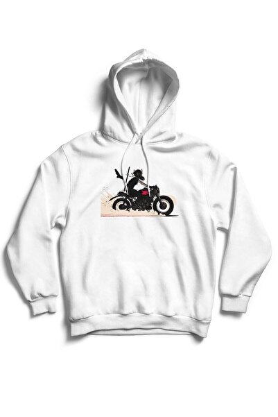 The Baski Unisex bela motoristička majica bez džepova Štampano Sa kapuljačom ...