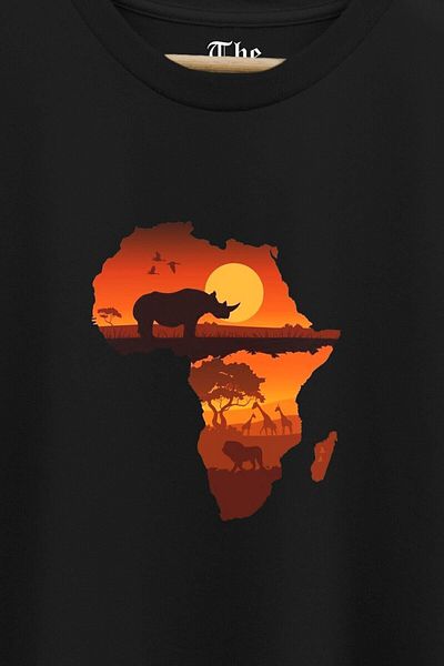 The Baski Черна унисекс тениска с къс ръкав и щампа Nature Nature - African Continent