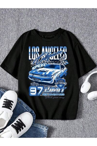 NoVibe Unisex dečiji automobil Los Anđeles Štampano T-shirt
