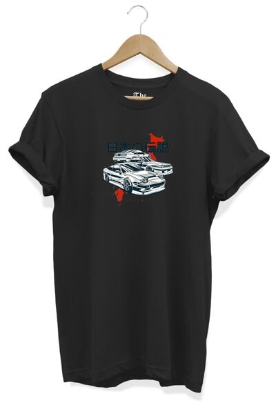 The Baski Crni unisex stari japanski automobil Štampano kratki rukav T-shirt