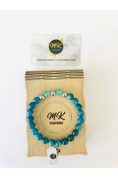 MK tasarım MK Design - Real Apatite Avanturín Stone Bracelet 100% Original Bracelet - MKT10001