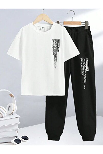 NoVibe Set de tricou și pantaloni de trening unisex cu imprimeu Passion pentr...