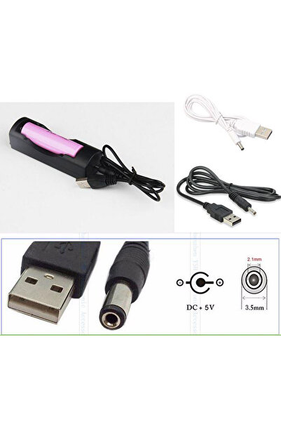 Profisher Usb Dc 5v Güç Kaynağı Şarj Adaptörü Kablosu 3.5mm Jaklı Mosunx Siyah