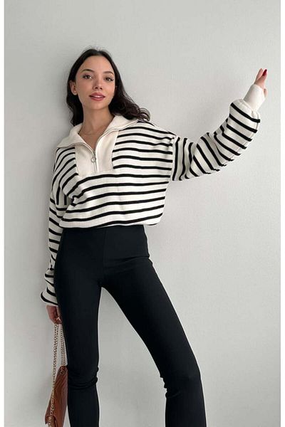 fujya Striped Zippered Sweater